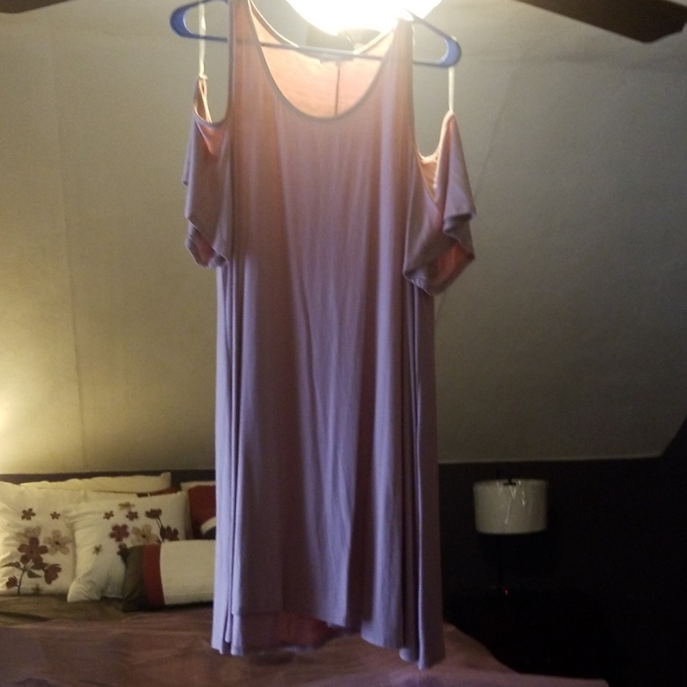Pink cold shoulder dress